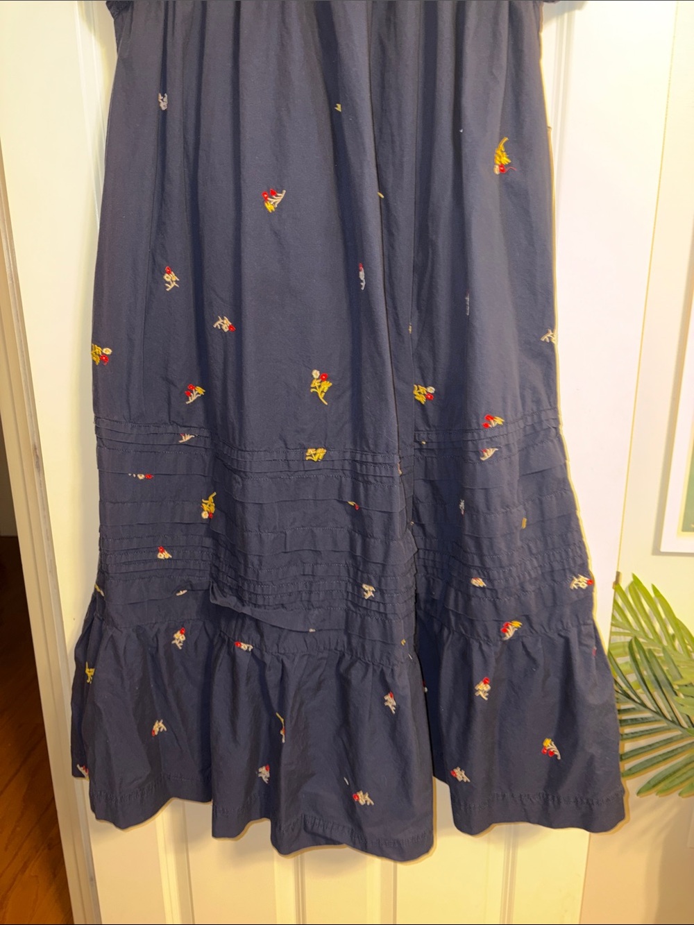 Pilcro Navy Blue Midi Dress with Small Multicolor Floral Embroidery - Picture 7 of 12